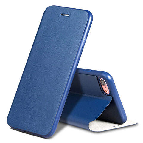 Custodia Portafoglio In Pelle con Supporto L01 per Apple iPhone 7 Blu