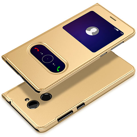 Custodia Portafoglio In Pelle con Supporto L01 per Huawei Enjoy 7 Plus Oro