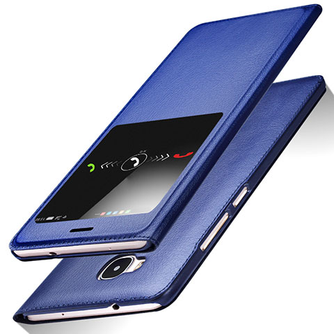 Custodia Portafoglio In Pelle con Supporto L01 per Huawei G7 Plus Blu