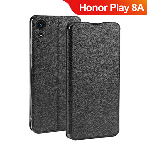 Custodia Portafoglio In Pelle con Supporto L01 per Huawei Honor Play 8A Nero