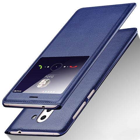 Custodia Portafoglio In Pelle con Supporto L01 per Huawei Mate 9 Lite Blu