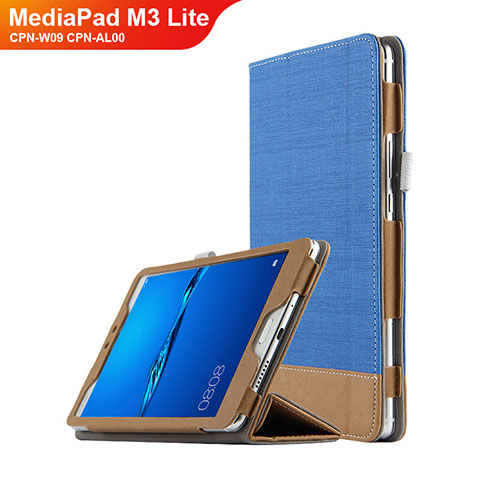 Custodia Portafoglio In Pelle con Supporto L01 per Huawei MediaPad M3 Lite 8.0 CPN-W09 CPN-AL00 Blu