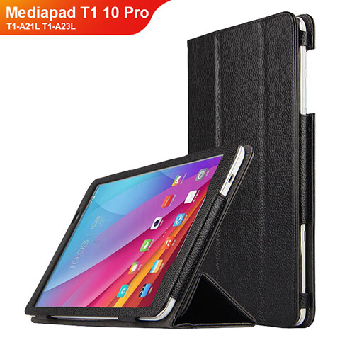 Custodia Portafoglio In Pelle con Supporto L01 per Huawei Mediapad T1 10 Pro T1-A21L T1-A23L Nero