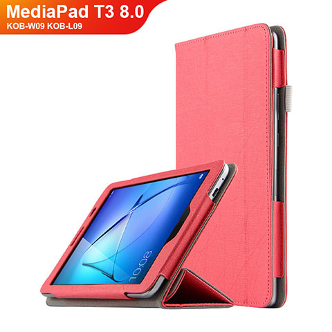 Custodia Portafoglio In Pelle con Supporto L01 per Huawei MediaPad T3 8.0 KOB-W09 KOB-L09 Rosso