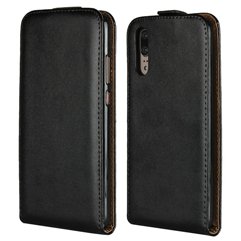 Custodia Portafoglio In Pelle con Supporto L01 per Huawei P20 Nero