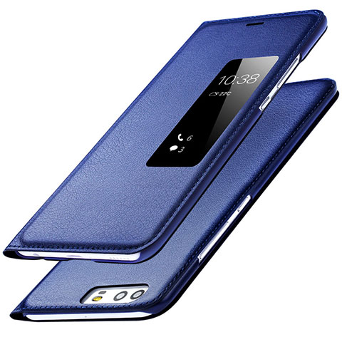 Custodia Portafoglio In Pelle con Supporto L01 per Huawei P9 Blu