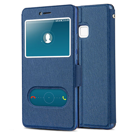 Custodia Portafoglio In Pelle con Supporto L01 per Huawei P9 Lite Blu