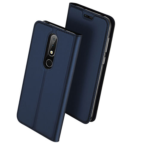 Custodia Portafoglio In Pelle con Supporto L01 per Nokia 6.1 Plus Blu