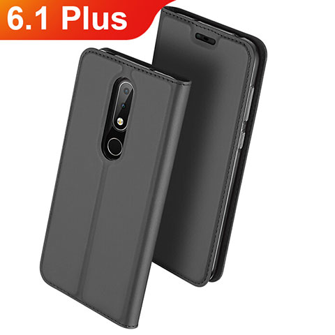 Custodia Portafoglio In Pelle con Supporto L01 per Nokia 6.1 Plus Nero