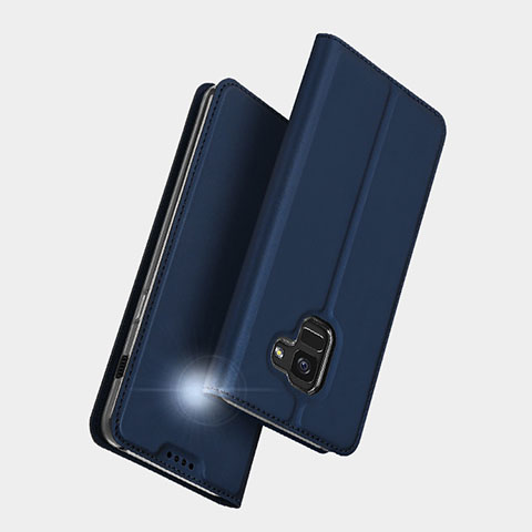 Custodia Portafoglio In Pelle con Supporto L01 per Samsung Galaxy A5 (2018) A530F Blu