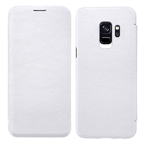 Custodia Portafoglio In Pelle con Supporto L01 per Samsung Galaxy S9 Bianco