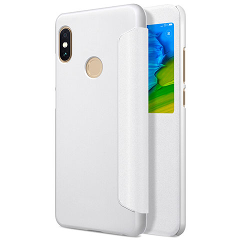 Custodia Portafoglio In Pelle con Supporto L01 per Xiaomi Redmi Note 5 AI Dual Camera Bianco