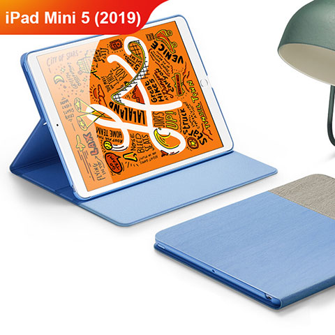 Custodia Portafoglio In Pelle con Supporto L02 per Apple iPad Mini 5 (2019) Cielo Blu