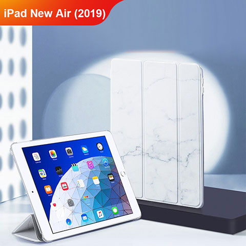 Custodia Portafoglio In Pelle con Supporto L02 per Apple iPad New Air (2019) 10.5 Bianco