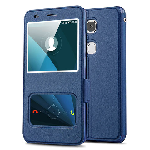 Custodia Portafoglio In Pelle con Supporto L02 per Huawei Honor Play 5X Blu