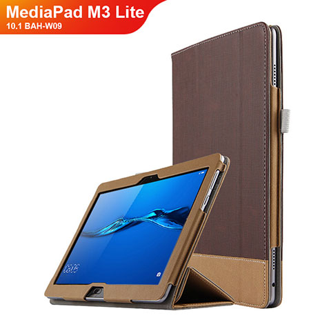 Custodia Portafoglio In Pelle con Supporto L02 per Huawei MediaPad M3 Lite 10.1 BAH-W09 Marrone