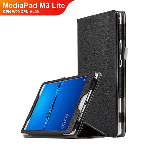 Custodia Portafoglio In Pelle con Supporto L02 per Huawei MediaPad M3 Lite 8.0 CPN-W09 CPN-AL00 Nero