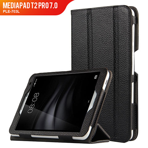 Custodia Portafoglio In Pelle con Supporto L02 per Huawei MediaPad T2 Pro 7.0 PLE-703L Nero