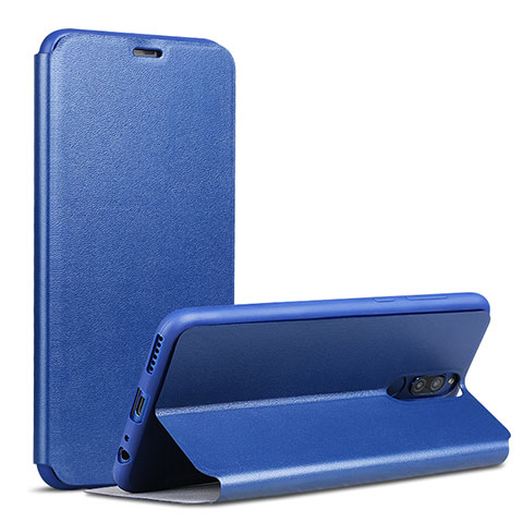 Custodia Portafoglio In Pelle con Supporto L02 per Huawei Rhone Blu