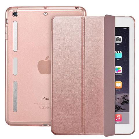 Custodia Portafoglio In Pelle con Supporto L05 per Apple iPad Mini Oro Rosa