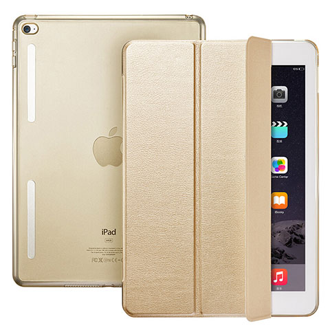Custodia Portafoglio In Pelle con Supporto L06 per Apple iPad Mini 4 Oro