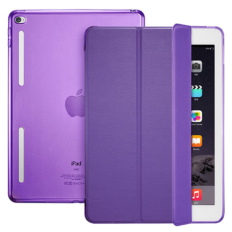 Custodia Portafoglio In Pelle con Supporto L06 per Apple iPad Mini 4 Viola