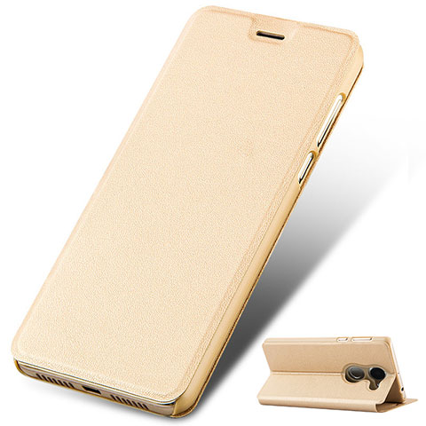 Custodia Portafoglio In Pelle con Supporto per Huawei Enjoy 7 Plus Oro