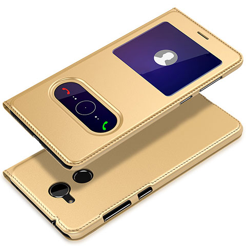 Custodia Portafoglio In Pelle con Supporto per Huawei Honor 6A Oro