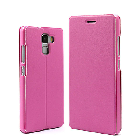 Custodia Portafoglio In Pelle con Supporto per Huawei Honor 7 Rosa