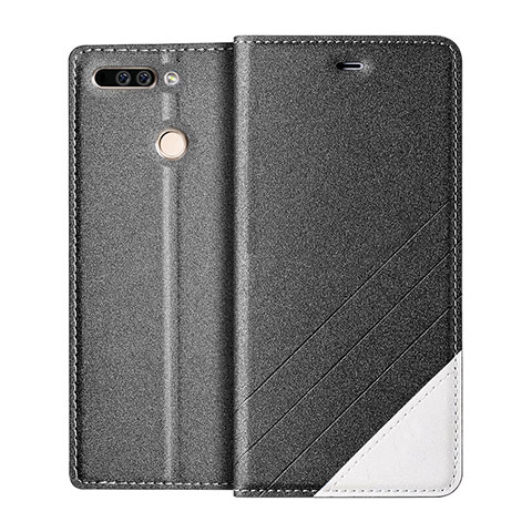 Custodia Portafoglio In Pelle con Supporto per Huawei Honor V9 Grigio