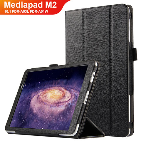 Custodia Portafoglio In Pelle con Supporto per Huawei MediaPad M2 10.1 FDR-A03L FDR-A01W Nero