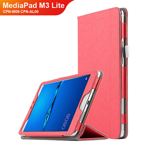 Custodia Portafoglio In Pelle con Supporto per Huawei MediaPad M3 Lite 8.0 CPN-W09 CPN-AL00 Rosso