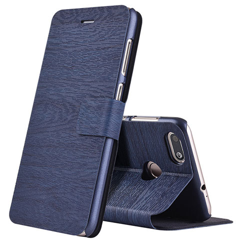 Custodia Portafoglio In Pelle con Supporto per Huawei Y6 Pro (2017) Blu