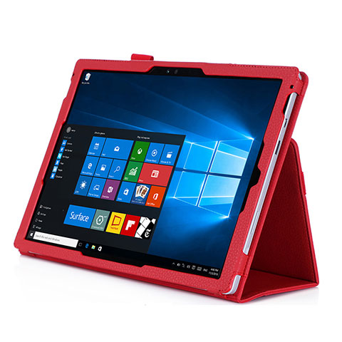 Custodia Portafoglio In Pelle con Supporto per Microsoft Surface Pro 4 Rosso