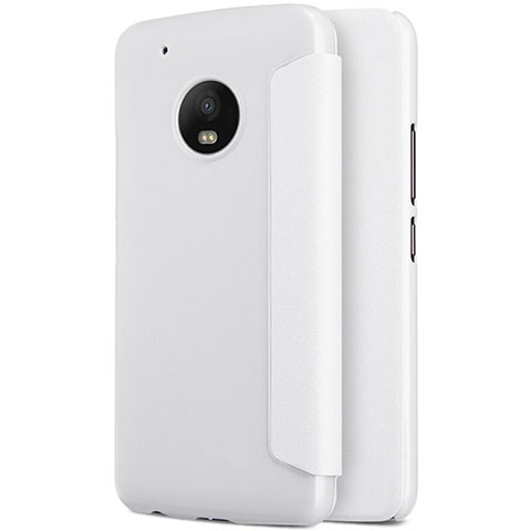 Custodia Portafoglio In Pelle con Supporto per Motorola Moto G5 Plus Bianco