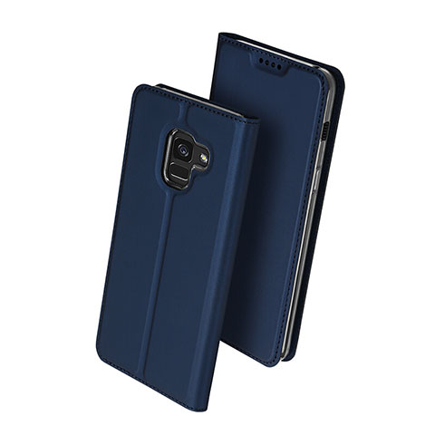 Custodia Portafoglio In Pelle con Supporto per Samsung Galaxy A8+ A8 Plus (2018) Duos A730F Blu