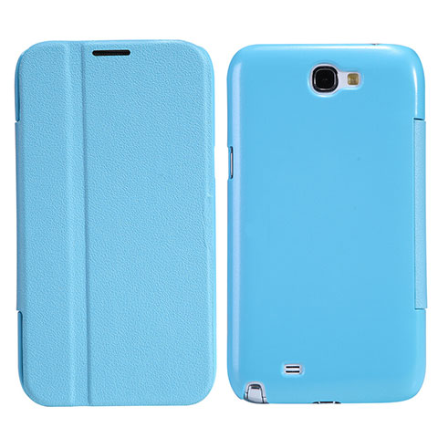 Custodia Portafoglio In Pelle con Supporto per Samsung Galaxy Note 2 N7100 N7105 Cielo Blu