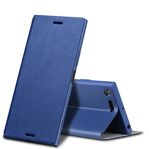 Custodia Portafoglio In Pelle con Supporto per Sony Xperia XZ Premium Blu