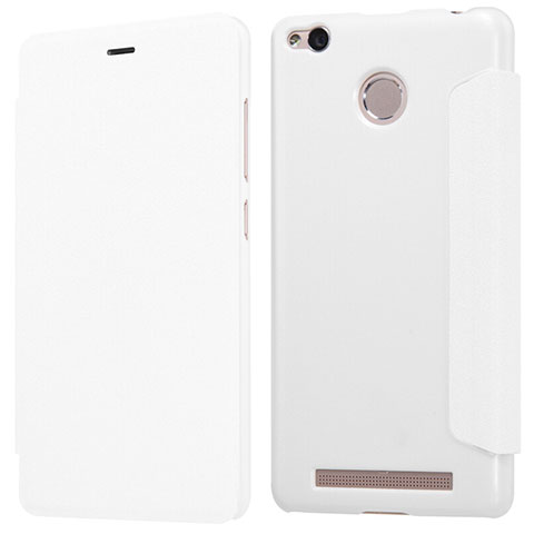 Custodia Portafoglio In Pelle con Supporto per Xiaomi Redmi 3 High Edition Bianco