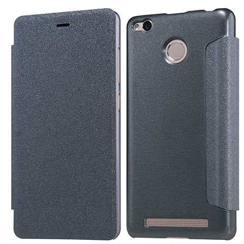 Custodia Portafoglio In Pelle con Supporto per Xiaomi Redmi 3 High Edition Nero