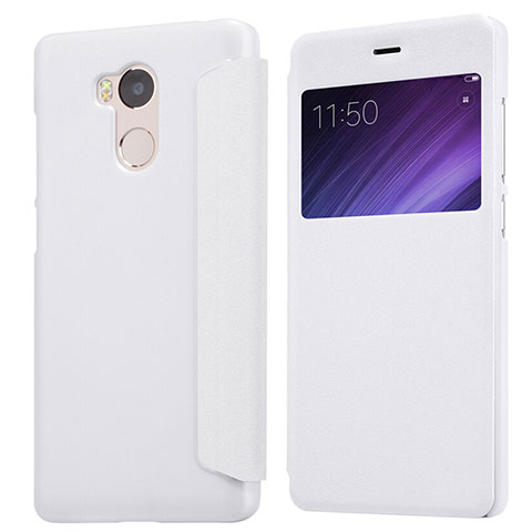 Custodia Portafoglio In Pelle con Supporto per Xiaomi Redmi 4 Prime High Edition Bianco