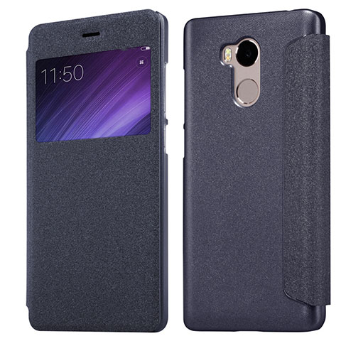 Custodia Portafoglio In Pelle con Supporto per Xiaomi Redmi 4 Prime High Edition Nero