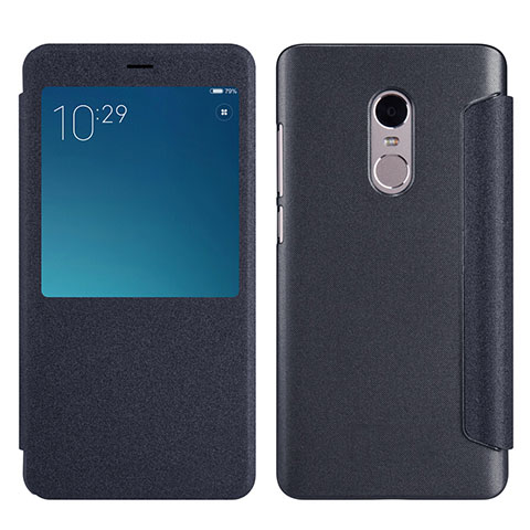 Custodia Portafoglio In Pelle con Supporto per Xiaomi Redmi Note 4X High Edition Nero