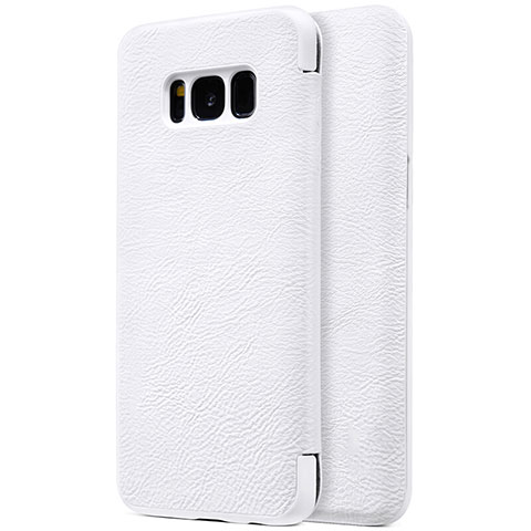 Custodia Portafoglio In Pelle con Supporto S01 per Samsung Galaxy S8 Plus Bianco