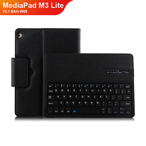 Custodia Portafoglio In Pelle con Tastiera L01 per Huawei MediaPad M3 Lite 10.1 BAH-W09 Nero