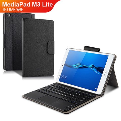 Custodia Portafoglio In Pelle con Tastiera L02 per Huawei MediaPad M3 Lite 10.1 BAH-W09 Nero