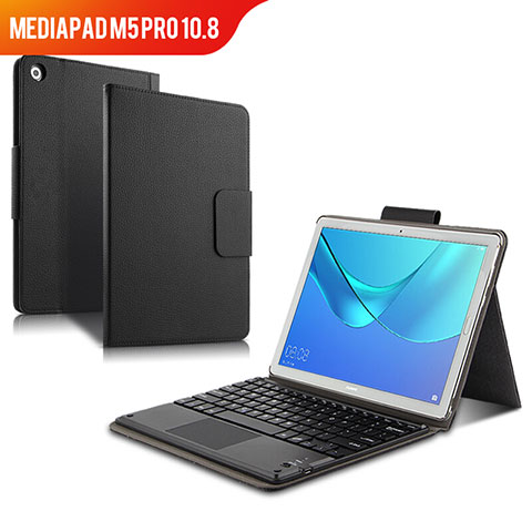 Custodia Portafoglio In Pelle con Tastiera per Huawei MediaPad M5 Pro 10.8 Nero