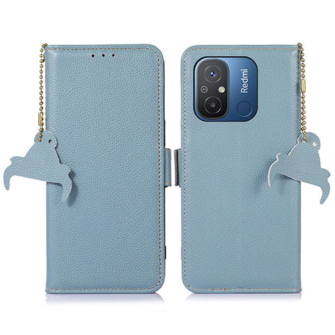 Custodia Portafoglio In Pelle Cover con Supporto A01D per Xiaomi Redmi 12C 4G Azzurro