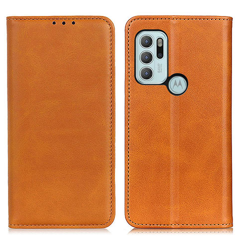 Custodia Portafoglio In Pelle Cover con Supporto A02D per Motorola Moto G60s Marrone Chiaro