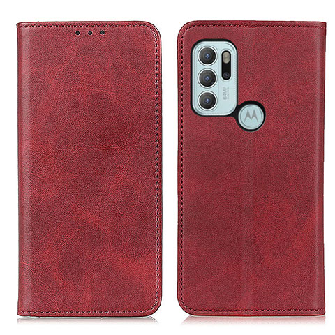 Custodia Portafoglio In Pelle Cover con Supporto A02D per Motorola Moto G60s Rosso